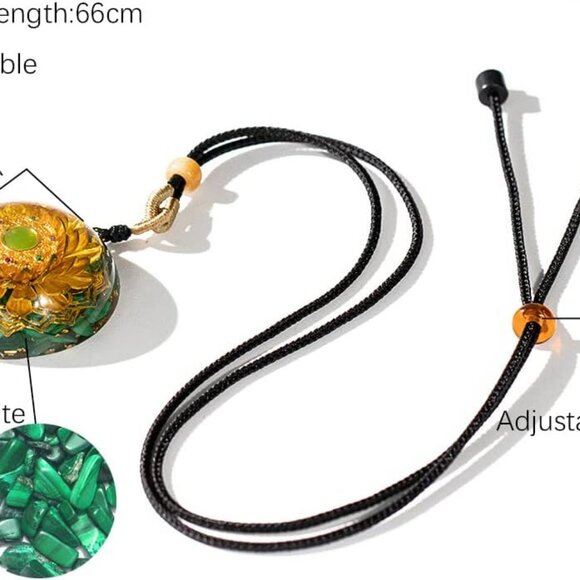 Orgonite Necklace With Malachite And Flower Of Life - Healing Crystals For Energ - Picture 3 of 7